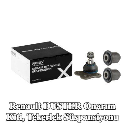 RIDEX Onarım kiti, tekerlek süspansiyonu Ön Aks Sol, Ön Aks Sağ, bilyeli mafsal ile, lastik yatağı ile — Renault Duster