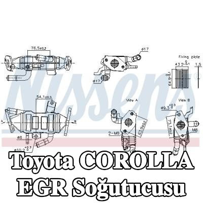 NISSENS Conasız/sızdırmazlık elemanı olmayan EGR soğutucu, sensörsüz, vakum baypas olmadan — Toyota Corolla