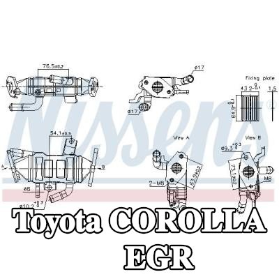 NISSENS مبرد EGR بدون حشوات/أختام, بدون مستشعر, بدون ممر جانبي للفراغ — Toyota Corolla