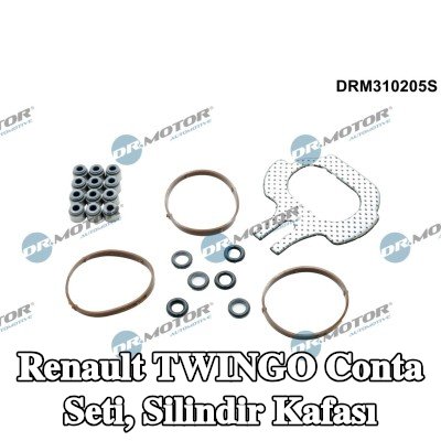 DR.MOTOR AUTOMOTIVE Conta seti, silindir kapağı contasız silindir kapağı, egzoz manifoldu contası ile (ler), emme manifoldu contası/contaları ile — Renault Twingo