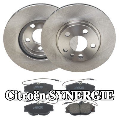 RIDEX مجموعة أقراص الفرامل والوسادات للمحور الأمامي, مُهوى — Citroën Synergie