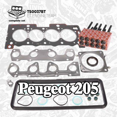 ET ENGINETEAM مجموعة حشيات, رأس الأسطوانة مع مجموعة براغي رأس الأسطوانة, مع أختام ساق الصمام — Peugeot 205