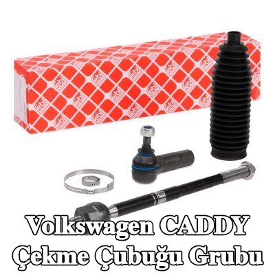 FEBI BILSTEIN Rot kolu grubu OE Turbo YENİ, Ön Aks Sağ, 448mm, somunlu, körükli, kelepçeli, direksiyon körüğü ile — Volkswagen Caddy