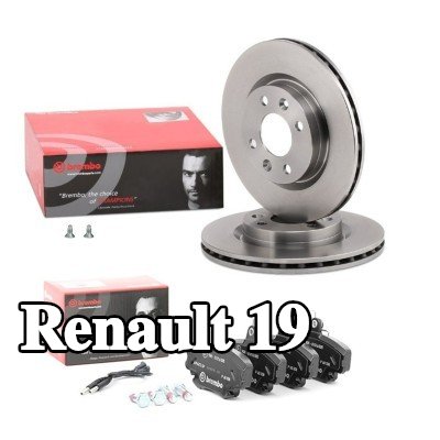 BREMBO مجموعة أقراص الفرامل والوسادات Prime, مزود بفتحات تهوية داخلية — Renault 19