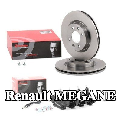 BREMBO مجموعة أقراص الفرامل والوسادات Prime, مزود بفتحات تهوية داخلية — 2000 Renault Megane