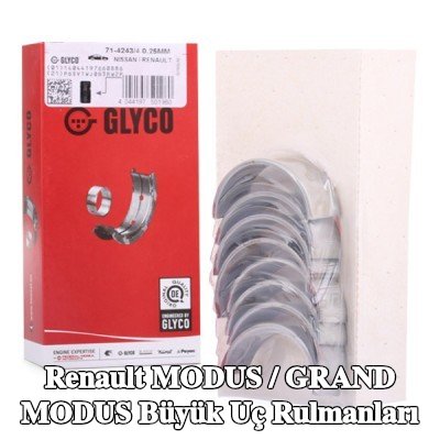 GLYCO Çelik sırtlı, sinterle birleştirilmiş bronz büyük uç yatakları — Renault Modus / Grand Modus