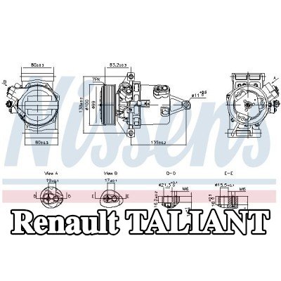 NISSENS ضاغط تكييف الهواء مع زيت ضاغط PAG, مع قابض مغناطيسي — Renault Taliant