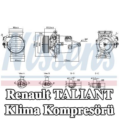 NISSENS PAG kompresör yağı içeren klima kompresörü, manyetik kavrama ile — Renault Taliant