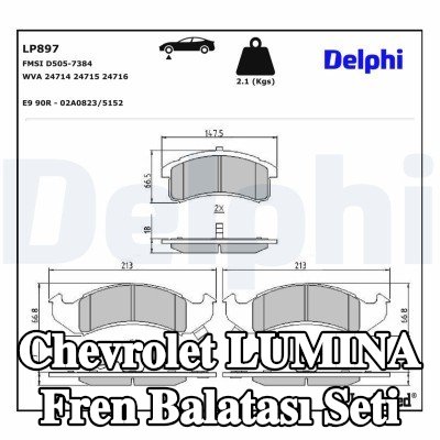 DELPHI Gıcırtı önleyici plakalı fren balatası seti, aksesuarsız — Chevrolet Lumina