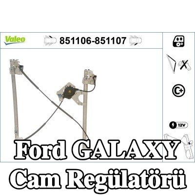 VALEO Cam regülatörü Sağ Ön, Elektrikli, elektrik motoru olmadan — 2002 Ford Galaxy