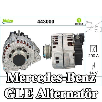 VALEO Alternatör YENİ ORİJİNAL PARÇA, 200A — Mercedes-Benz Gle