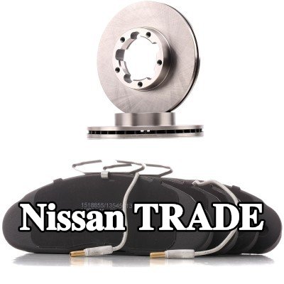 RIDEX مجموعة أقراص الفرامل والوسادات للمحور الأمامي, مزود بفتحات تهوية داخلية — Nissan Trade