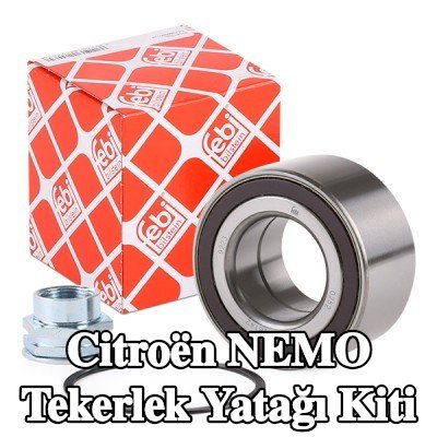 FEBI BILSTEIN Sol ön aks tekerlek yatağı kiti, Ön Aks Sağ, ABS sensör halkalı, entegre manyetik sensör halkalı, tutma halkası, aks somunu ile — Citroën Nemo