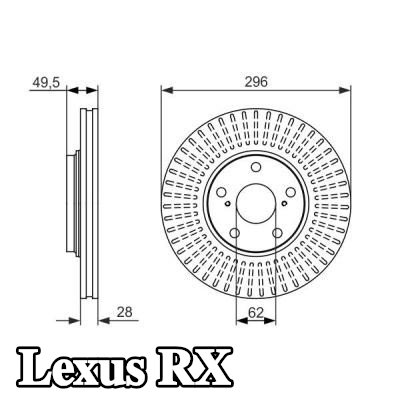 BOSCH القطر الخارجي لقرص المكابح: 295, 7mm, مُهوى, مشحم — 2002 Lexus Rx