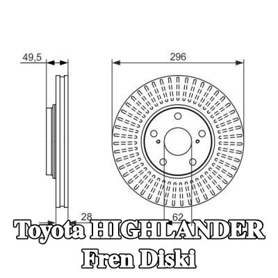 BOSCH Fren diski Dış Çap: 295, 7mm, Havalandırmalı, Yağlanmış — 2000 Toyota Highlander
