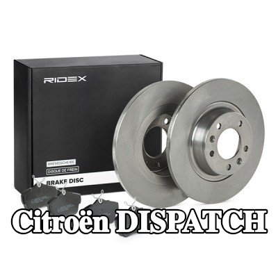 RIDEX مجموعة أقراص الفرامل والوسادات للمحور الخلفي, صلب, مع لوحة مانعة للصرير, مع مشبك — 2012 Citroën Dispatch