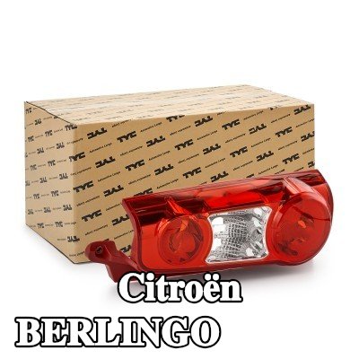 TYC المصباح الخلفي الأيمن, أحمر, بدون حامل لمبة — 2012 Citroën Berlingo