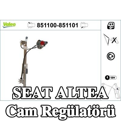 VALEO Sağ arka cam regülatörü, Elektrikli, elektrik motoru olmadan — SEAT Altea