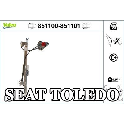 VALEO مُحرك نافذة خلفي أيمن, كهربائي, بدون محرك كهربائي — 2008 SEAT Toledo
