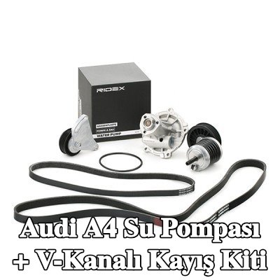 RIDEX Su pompası ile Su Pompası + V-Yivli Kayış Kiti — 2000 Audi A4