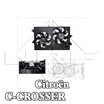 NRF مروحة, المبرد 335mm, مع غطاء مروحة المبرد — Citroën C-crosser