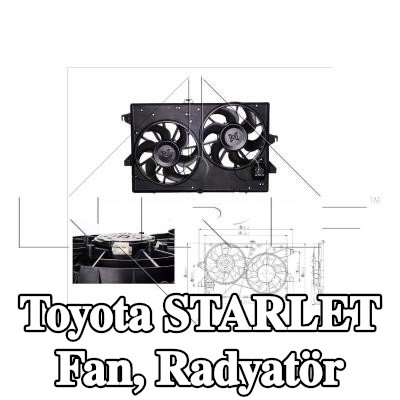 NRF Fan, radyatör 335mm, radyatör fan kapağı — Toyota Starlet