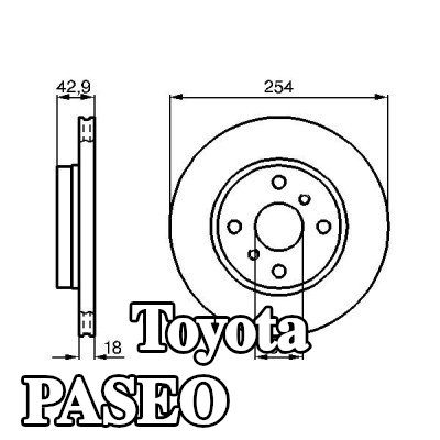 BOSCH القطر الخارجي لقرص المكابح: 254mm, مُهوى, مزود بفتحات تهوية داخلية, مشحم — Toyota Paseo