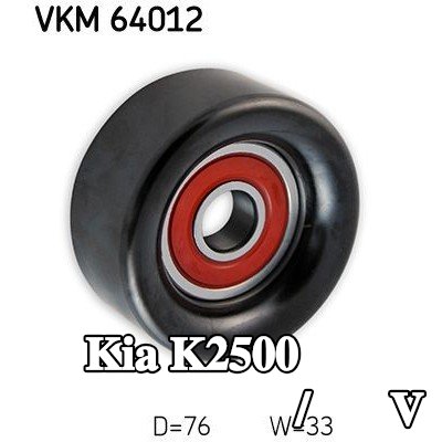 SKF بكرة الانحراف/التوجيه, V-ribbed belt Ø: 76mm — 2003 Kia K2500