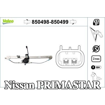 VALEO مُحرك نافذة أمامي أيسر, كهربائي, مع محرك كهربائي — Nissan Primastar