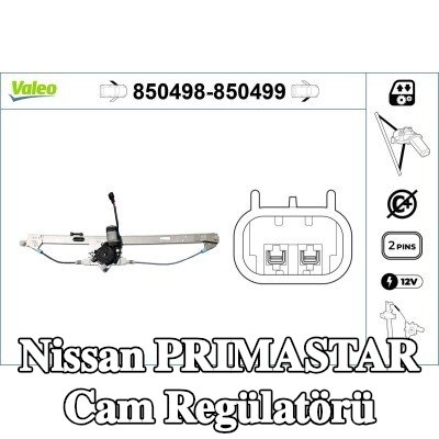 VALEO Sol ön cam regülatörü, Elektrikli, elektrik motorlu — Nissan Primastar