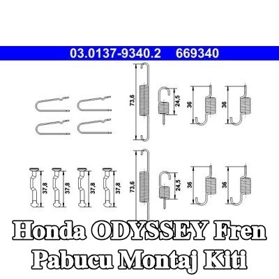 ATE Fren pabucu montaj kiti — 1997 Honda Odyssey