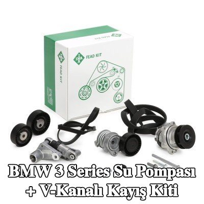 INA Water Pump + V-Ribbed Belt Kit Check alternator freewheel clutch & replace if necessary — 2000 BMW 3 Series