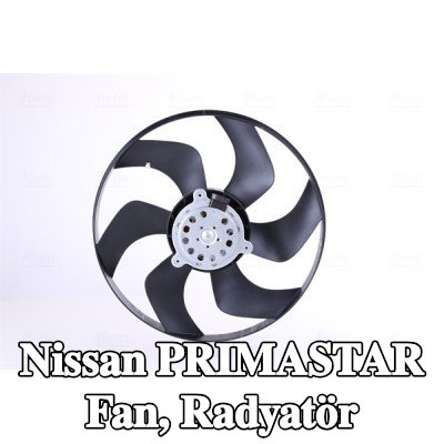 NISSENS Fan, radyatör 385mm, radyatör fanı kapağı olmadan, direnç olmadan, kontrol ünitesi olmadan — Nissan Primastar