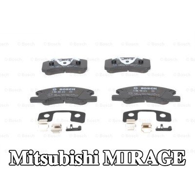 BOSCH طقم وسادات الفرامل مع لوحة مانعة للصرير, مع دليل التركيب, مع مشبك مكبس — Mitsubishi Mirage