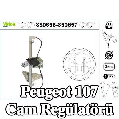 VALEO Cam regülatörü Sağ Ön, Elektrikli, elektrik motorlu — Peugeot 107