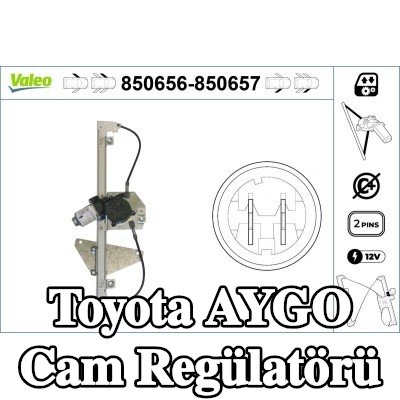 VALEO Cam regülatörü Sağ Ön, Elektrikli, elektrik motorlu — Toyota Aygo