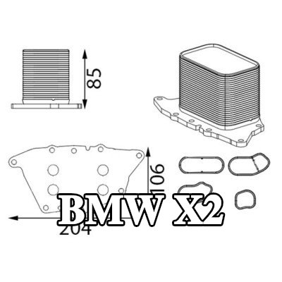 MAHLE مبرد زيت المحرك مع الحشوات/الأختام — BMW X2