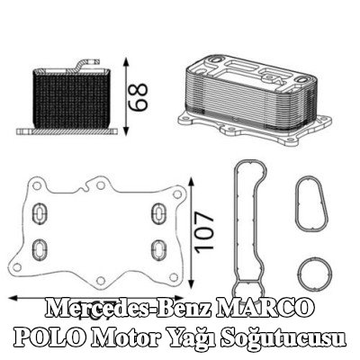 MAHLE Conta/sızdırmazlık elemanları ile motor yağı soğutucusu, yağ filtresi muhafazası olmadan — Mercedes-Benz Marco Polo