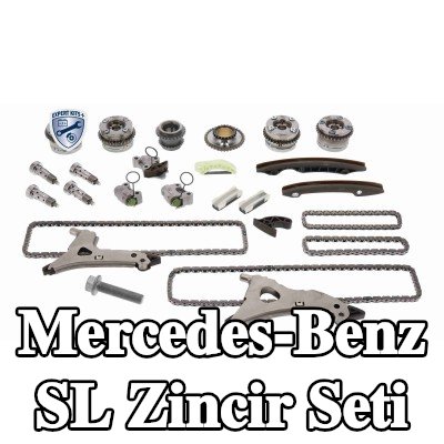 VAICO Eksantrik mili ayarlayıcılı zamanlama zinciri kiti, zincir gergili, kızak raylı — Mercedes-Benz Sl