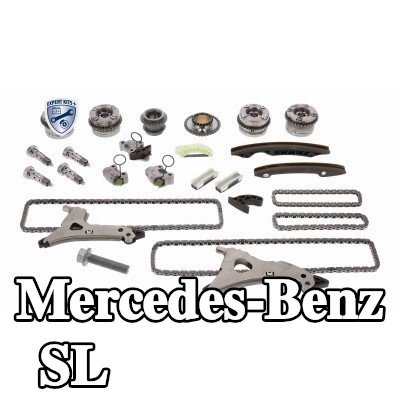 VAICO طقم سلسلة التوقيت مع أداة ضبط عمود الكامات, مع شداد سلسلة, مع سكك انزلاقية — Mercedes-Benz Sl
