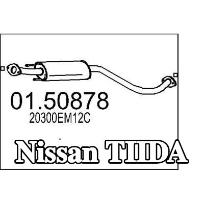 MTS كاتم الصوت الأوسط 1660mm — Nissan Tiida