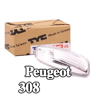 TYC مؤشر جانبي أمامي أيمن, كروم, مع لمبة — 2012 Peugeot 308
