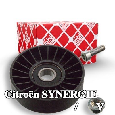 FEBI BILSTEIN بكرة الانحراف/التوجيه, V-ribbed belt Outer Diameter: 90mm, مع برغي — 1995 Citroën Synergie