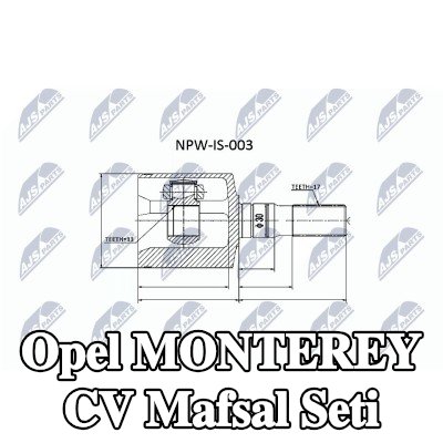 NTY CV mafsalı kiti Sol — Opel Monterey