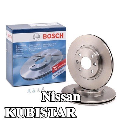 BOSCH القطر الخارجي لقرص المكابح: 259mm, مُهوى, مزود بفتحات تهوية داخلية, مشحم, مع مسامير/براغي — Nissan Kubistar