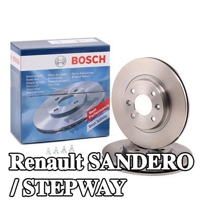 BOSCH القطر الخارجي لقرص المكابح: 259mm, مُهوى, مزود بفتحات تهوية داخلية, مشحم, مع مسامير/براغي — 2008 Renault Sandero / Stepway