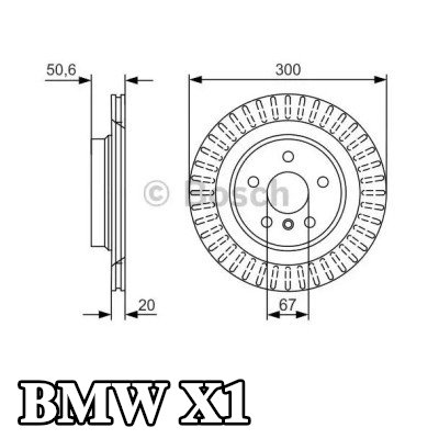 BOSCH القطر الخارجي لقرص المكابح: 300mm, مُهوى, مزود بفتحات تهوية داخلية, مطلي — BMW X1