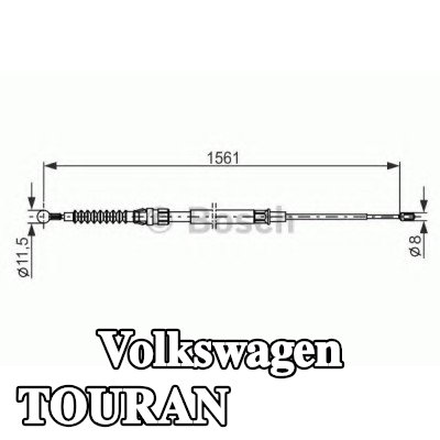 BOSCH كابل فرامل اليد 1561mm — 2012 Volkswagen Touran