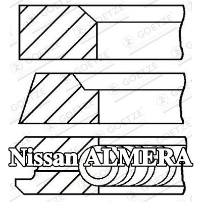 GOETZE ENGINE مجموعة حلقات المكبس — 1995 Nissan Almera