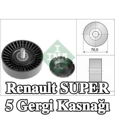 INA Gergi kasnağı Ø: 90, 0mm, sabitleme/montaj malzemesi ile, tavan rayları ile — Renault Super 5